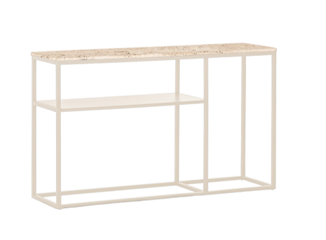 AURA ENTRY CONSOLE BONE WITH TRAVERTINE