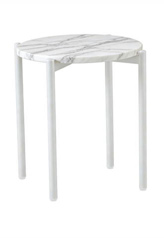 SOLIS SIDE TABLE WHITE WITH WHITE MARBLE