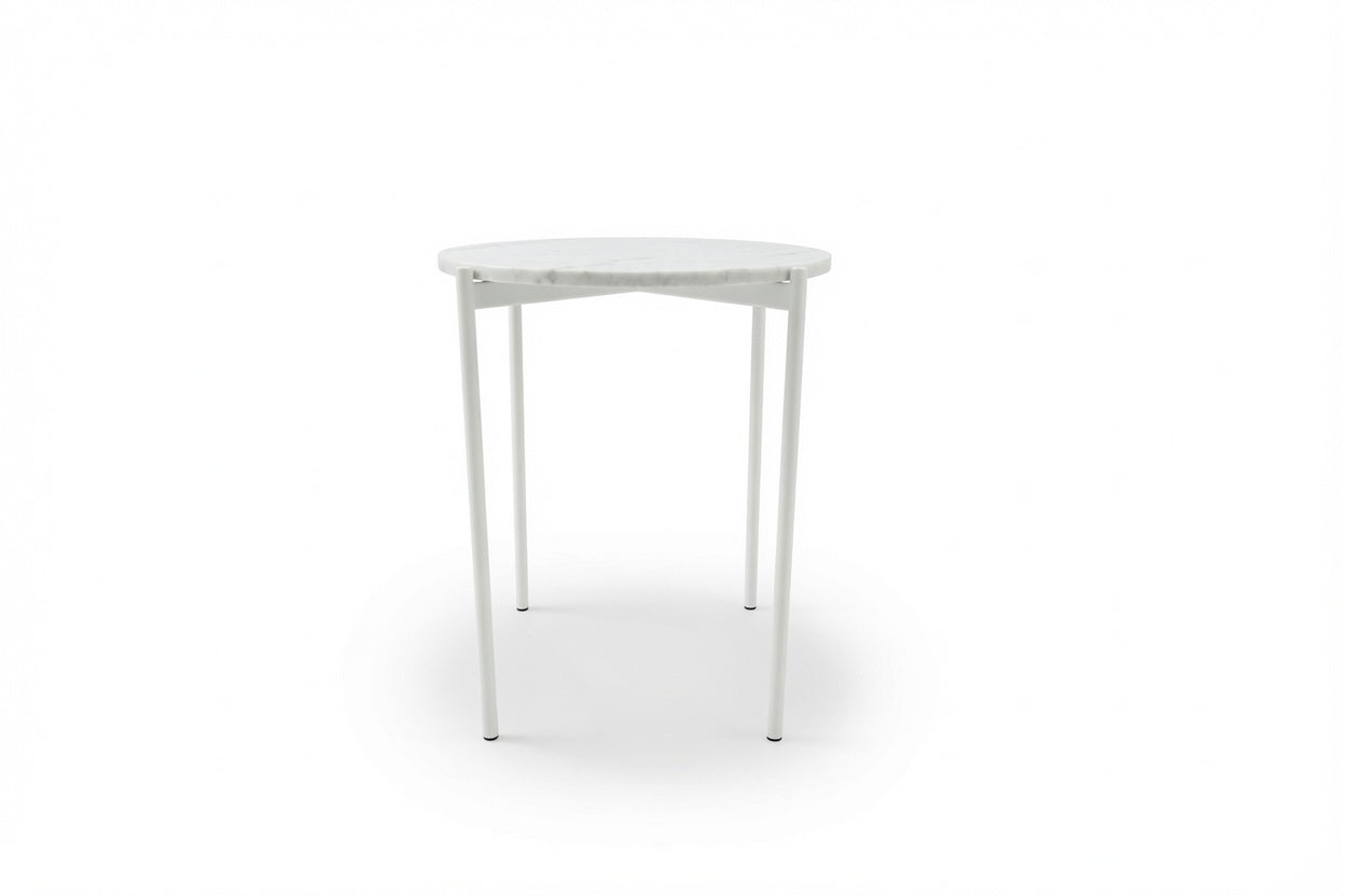 SOLIS SIDE TABLE WHITE WITH WHITE MARBLE