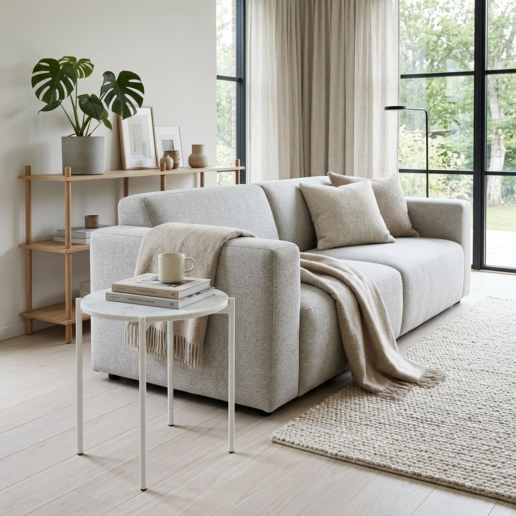 SOLIS SIDE TABLE WHITE WITH WHITE MARBLE