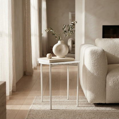 SOLIS SIDE TABLE WHITE WITH WHITE MARBLE