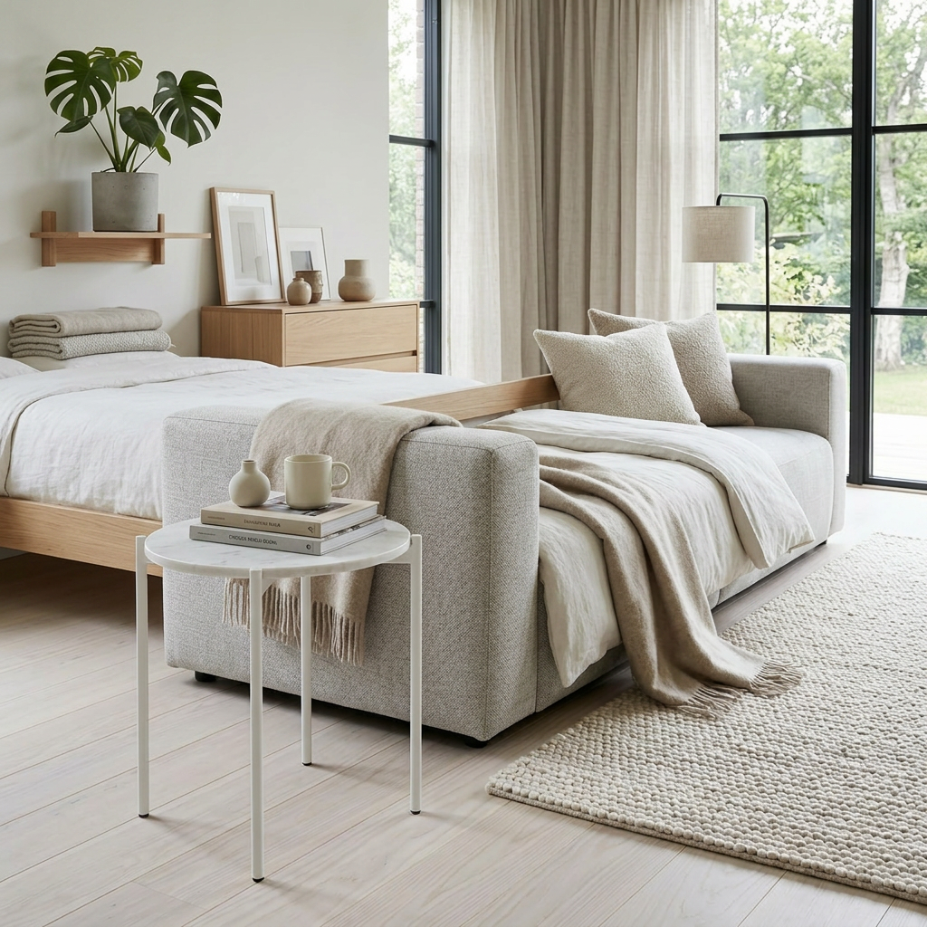 SOLIS SIDE TABLE WHITE WITH WHITE MARBLE
