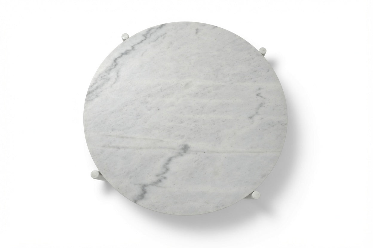 SOLIS SIDE TABLE WHITE WITH WHITE MARBLE