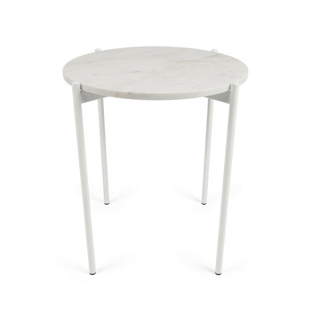 SOLIS SIDE TABLE WHITE WITH WHITE MARBLE