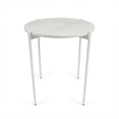 SOLIS SIDE TABLE WHITE WITH WHITE MARBLE