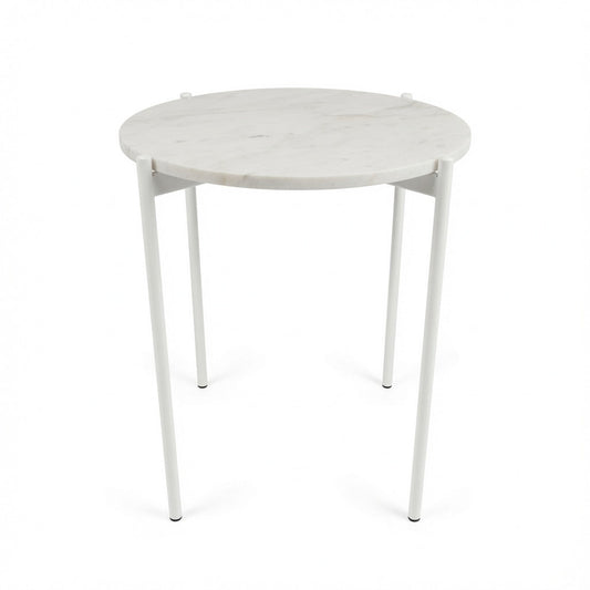 SOLIS SIDE TABLE WHITE WITH WHITE MARBLE