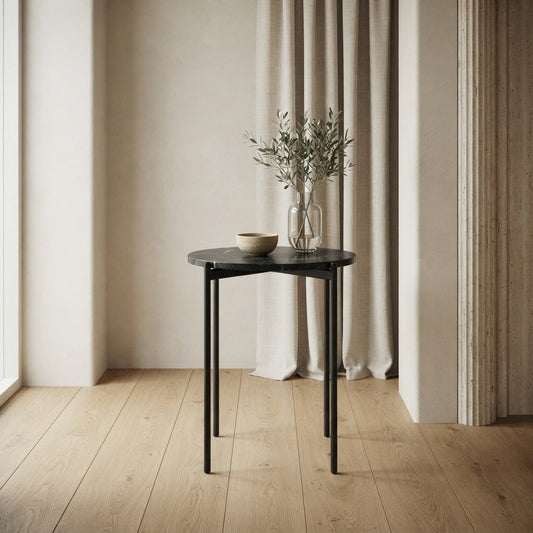 SOLIS SIDE TABLE BLACK WITH BLACK MARBLE