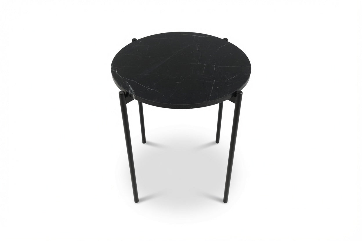 SOLIS SIDE TABLE BLACK WITH BLACK MARBLE