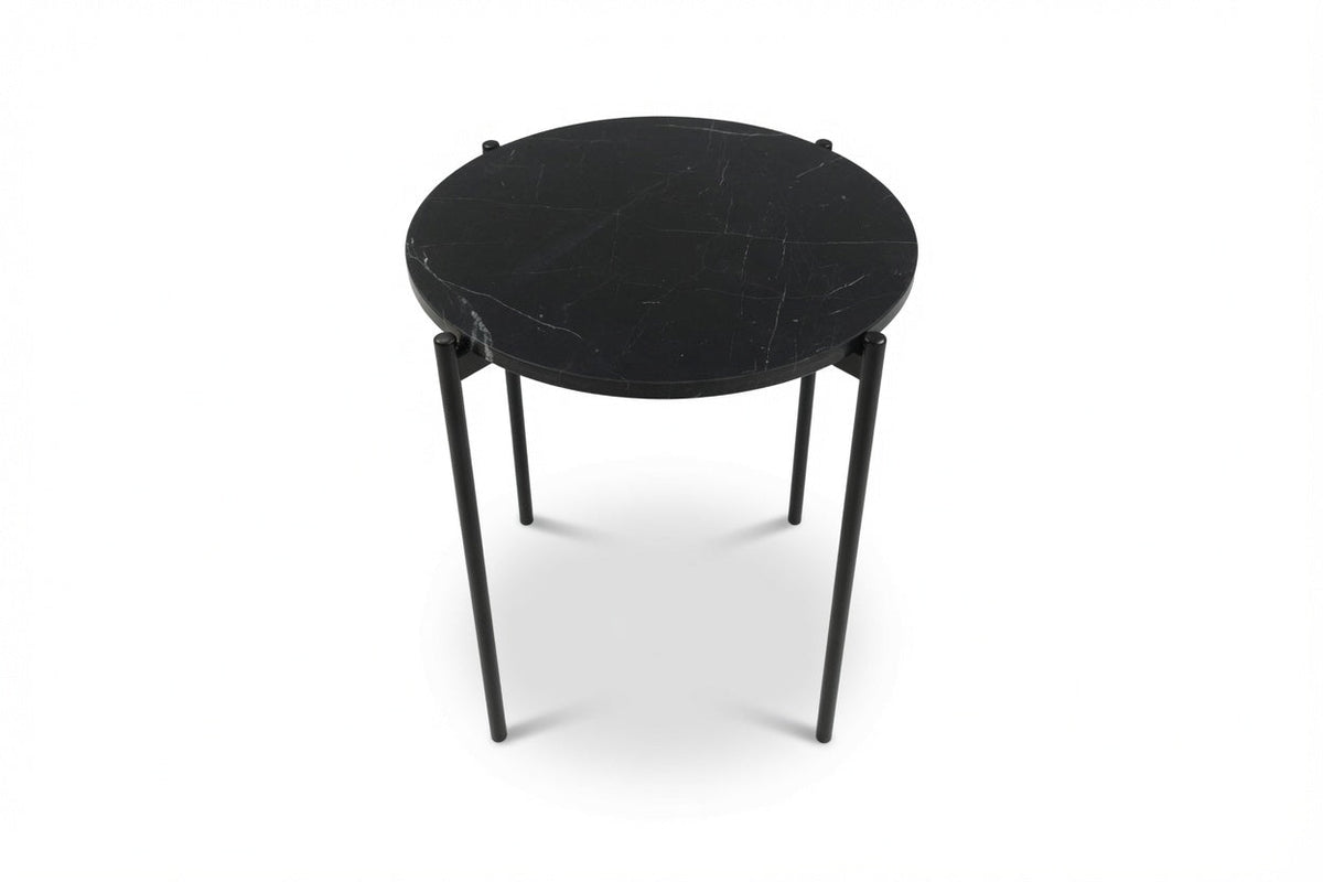 SOLIS SIDE TABLE BLACK WITH BLACK MARBLE