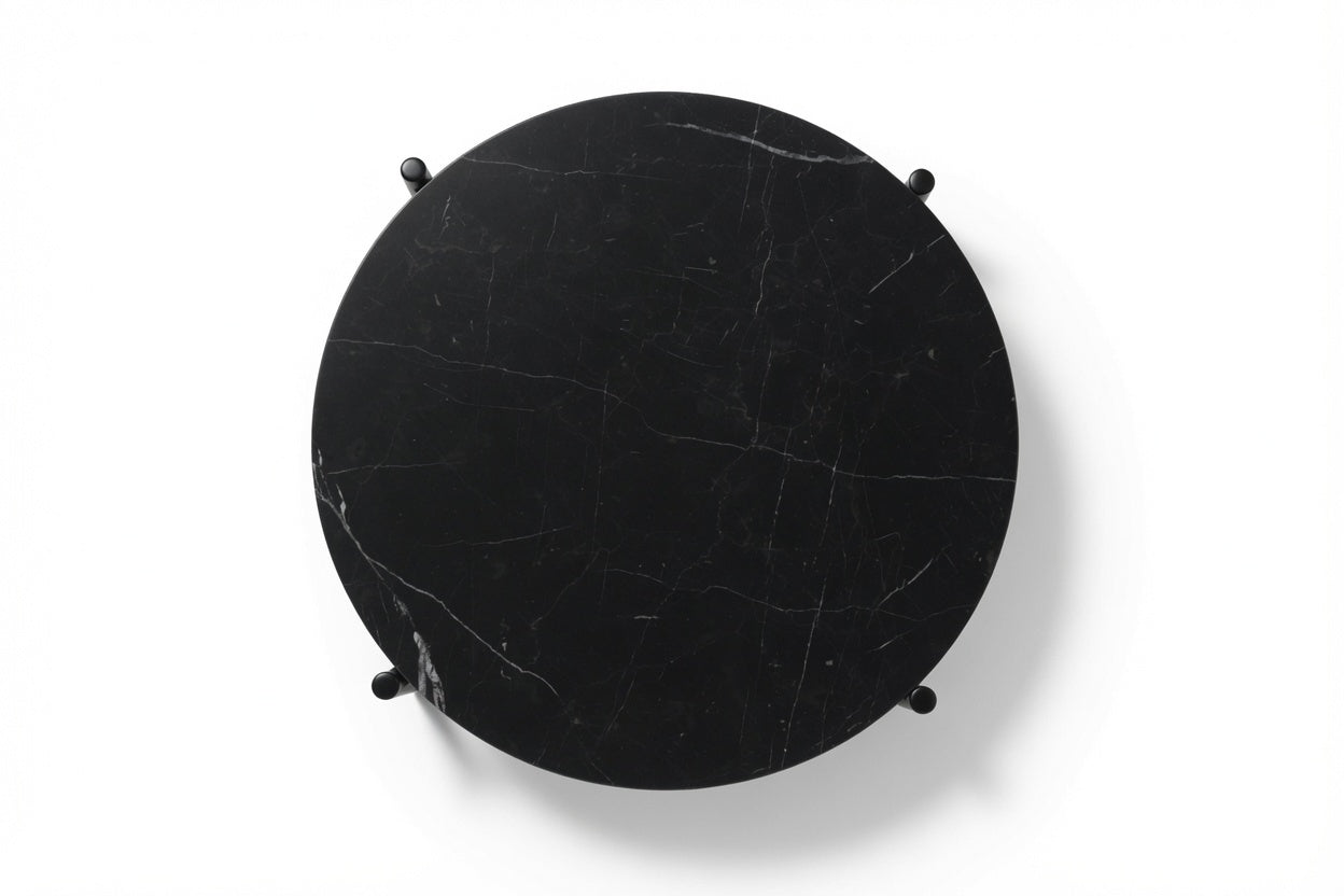 SOLIS SIDE TABLE BLACK WITH BLACK MARBLE
