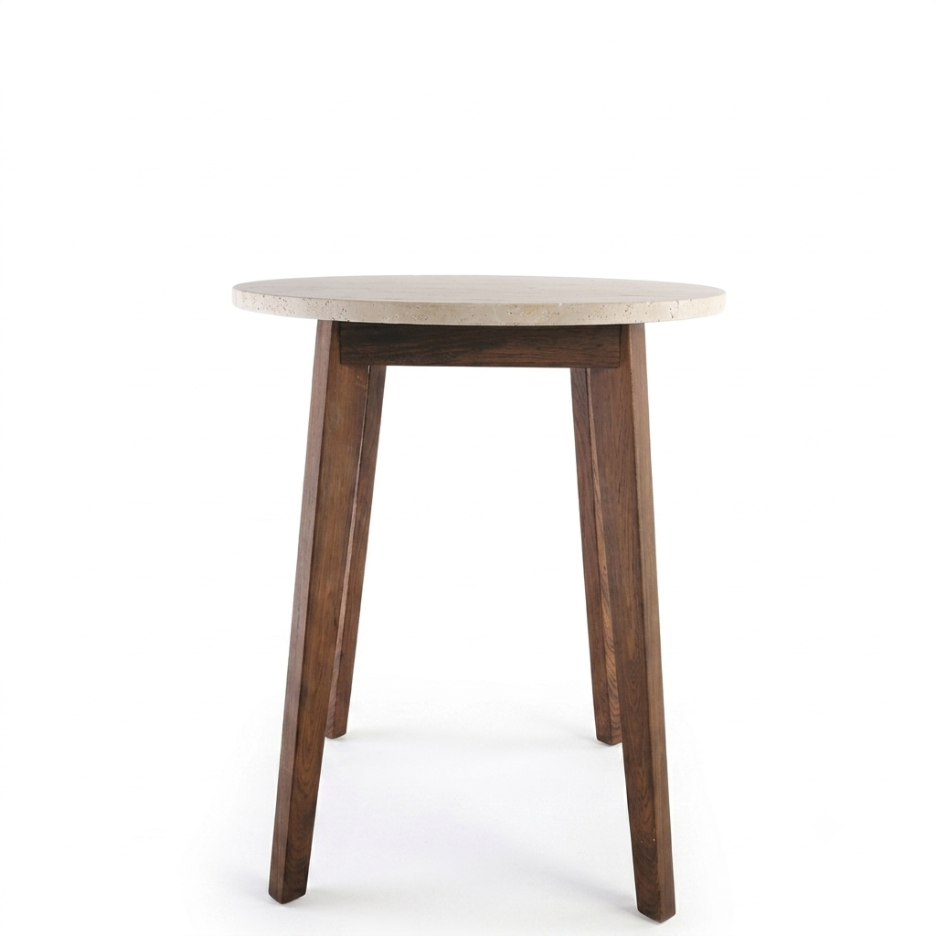 NERO WALNUT SIDE TABLE WITH TRAVERTINE