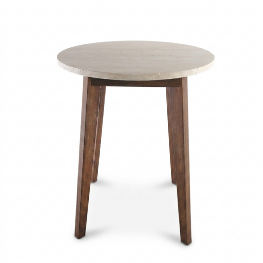 NERO WALNUT SIDE TABLE WITH TRAVERTINE
