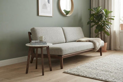NERO WALNUT SIDE TABLE WITH WHITE MARBLE
