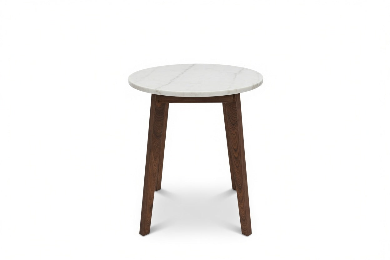 NERO WALNUT SIDE TABLE WITH WHITE MARBLE