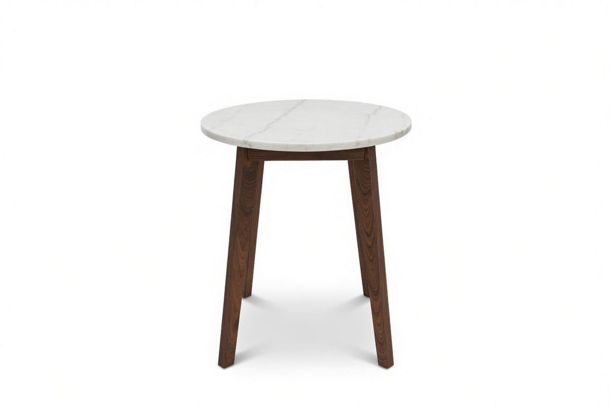 NERO WALNUT SIDE TABLE WITH WHITE MARBLE