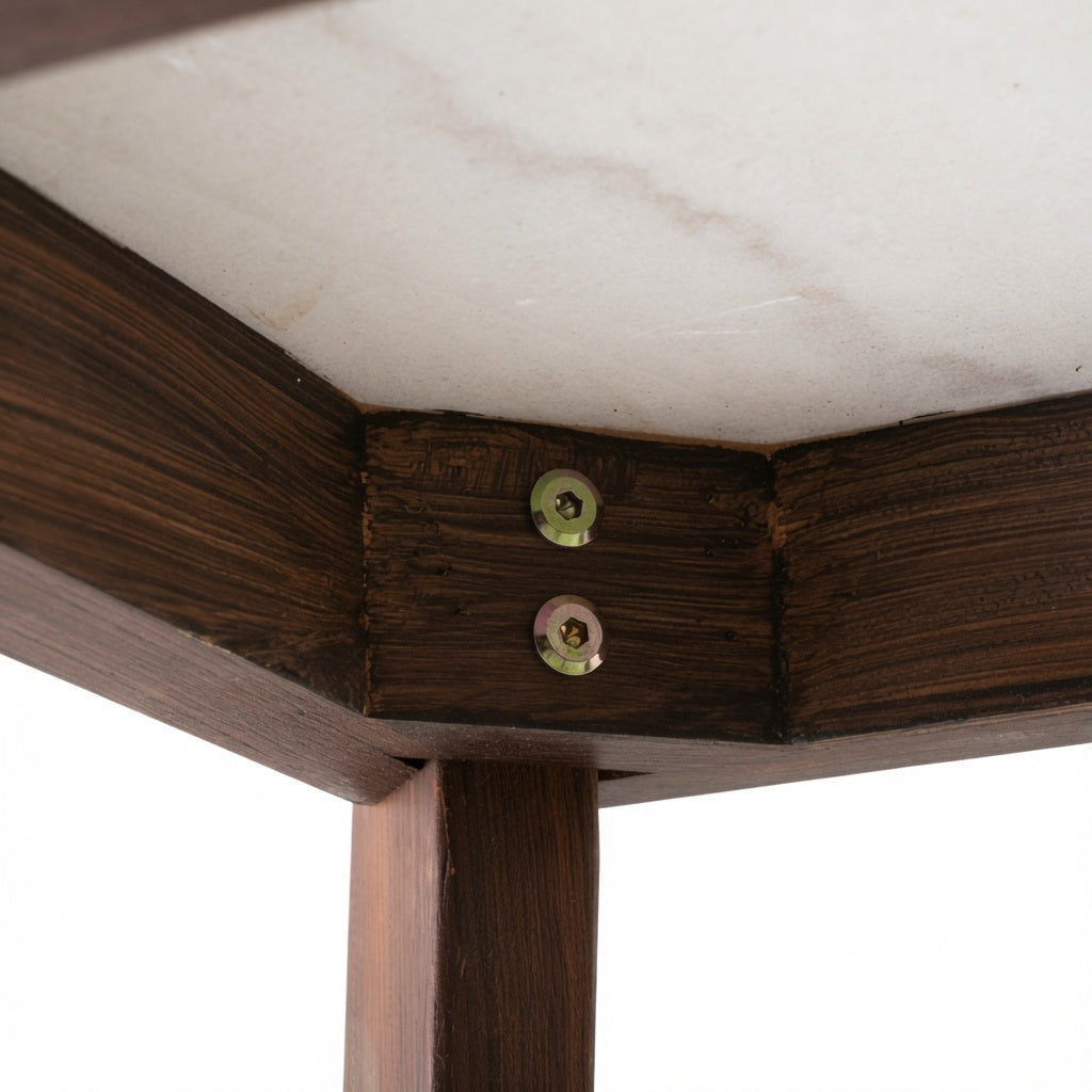 NERO WALNUT SIDE TABLE WITH WHITE MARBLE
