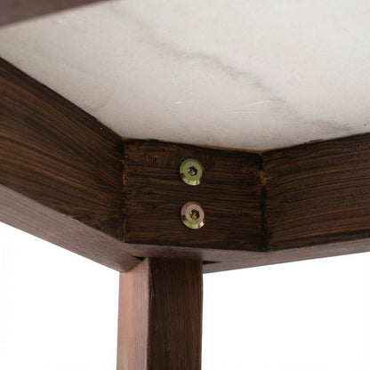 NERO WALNUT SIDE TABLE WITH WHITE MARBLE