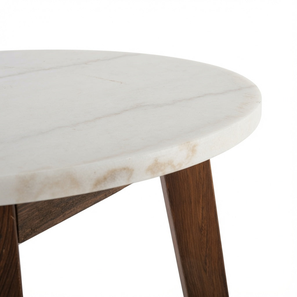NERO WALNUT SIDE TABLE WITH WHITE MARBLE
