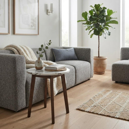 NERO WALNUT SIDE TABLE WITH NATURAL OAK MARBLE