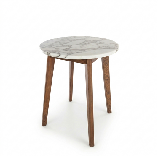 NERO WALNUT SIDE TABLE WITH NATURAL OAK MARBLE