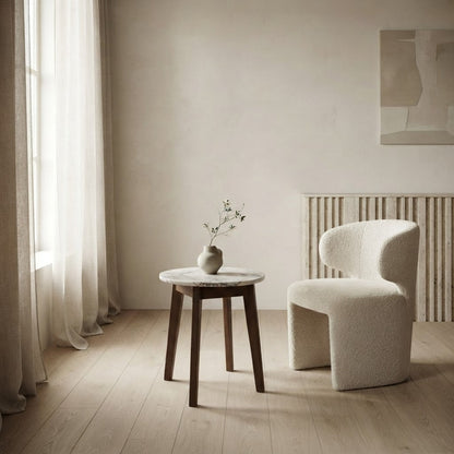 NERO WALNUT SIDE TABLE WITH NATURAL OAK MARBLE