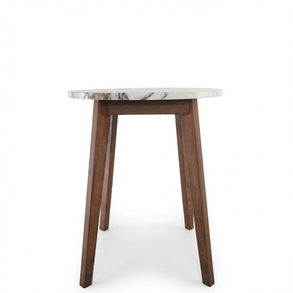 NERO WALNUT SIDE TABLE WITH NATURAL OAK MARBLE