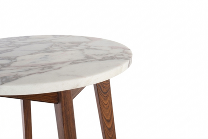 NERO WALNUT SIDE TABLE WITH NATURAL OAK MARBLE