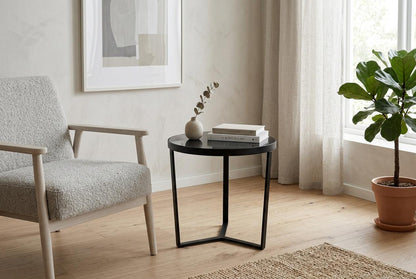 LUME SIDE TABLE BLACK WITH BLACK MARBLE