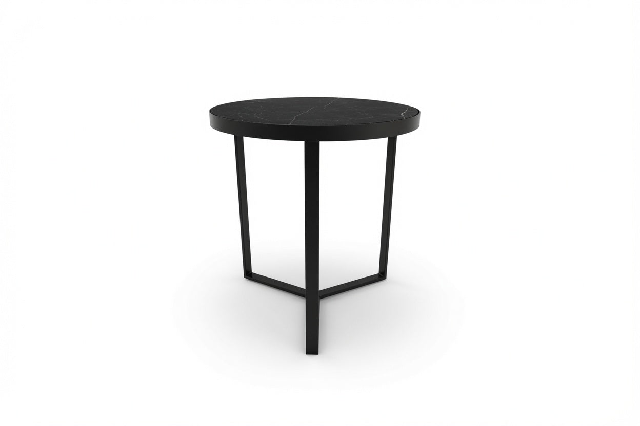 LUME SIDE TABLE BLACK WITH BLACK MARBLE