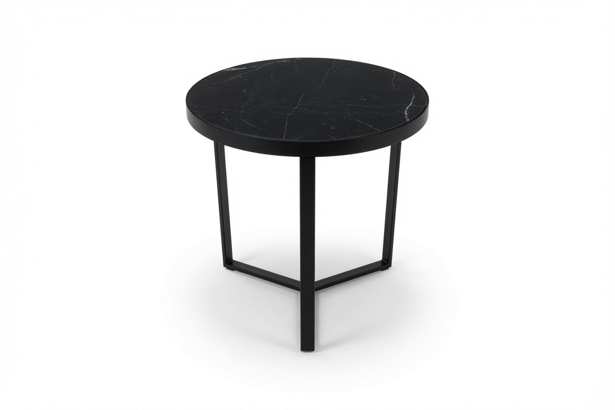 LUME SIDE TABLE BLACK WITH BLACK MARBLE