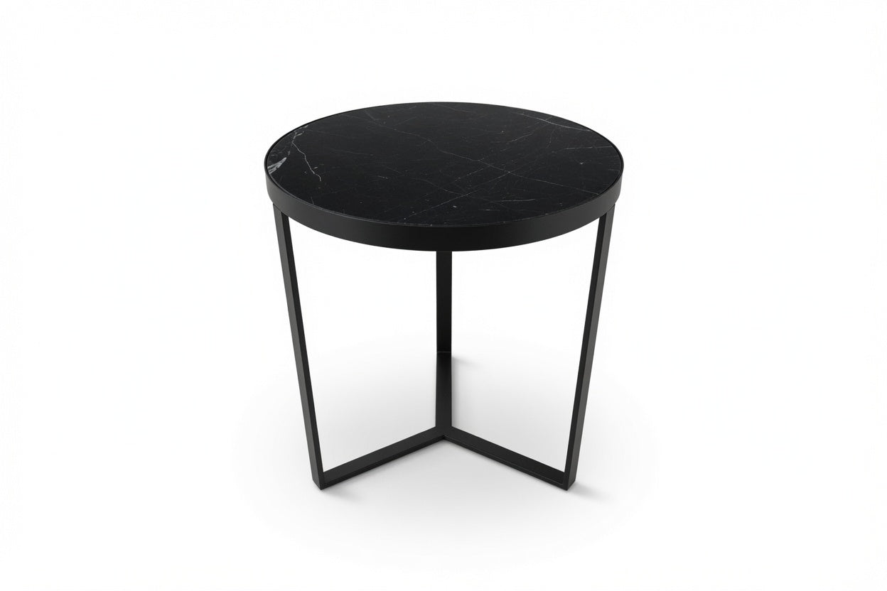 LUME SIDE TABLE BLACK WITH BLACK MARBLE