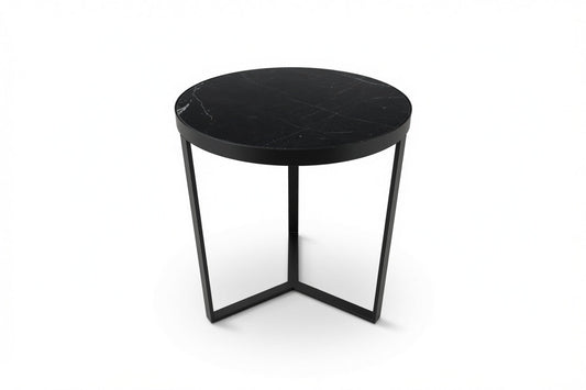 LUME SIDE TABLE BLACK WITH BLACK MARBLE
