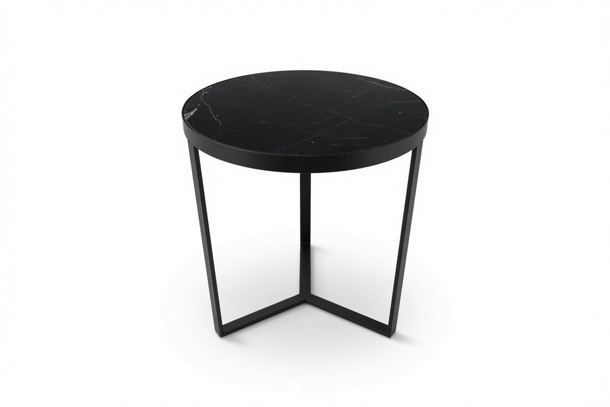LUME SIDE TABLE BLACK WITH BLACK MARBLE