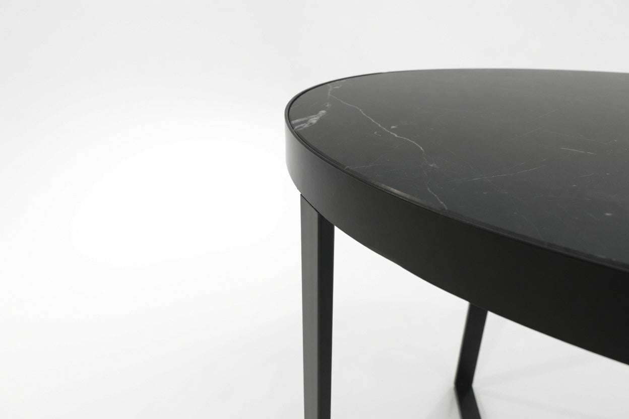 LUME SIDE TABLE BLACK WITH BLACK MARBLE