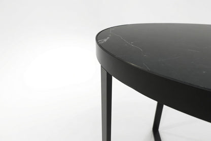 LUME SIDE TABLE BLACK WITH BLACK MARBLE