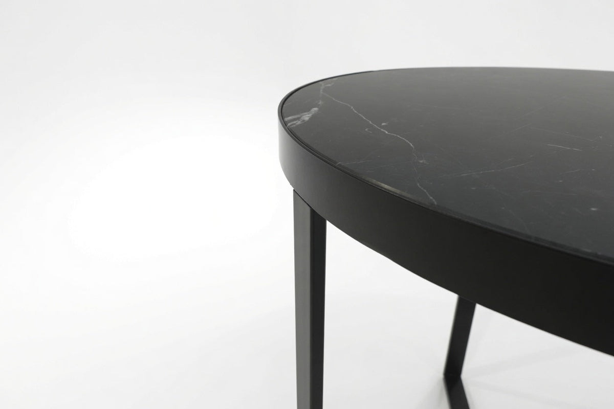 LUME SIDE TABLE BLACK WITH BLACK MARBLE