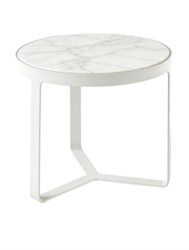 LUME SIDE TABLE WHITE WITH WHITE MARBLE
