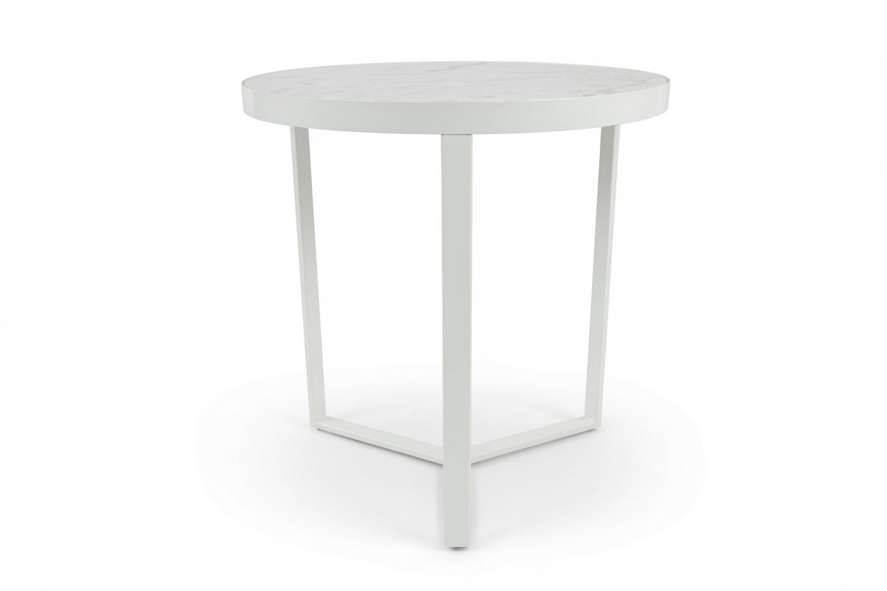 LUME SIDE TABLE WHITE WITH WHITE MARBLE