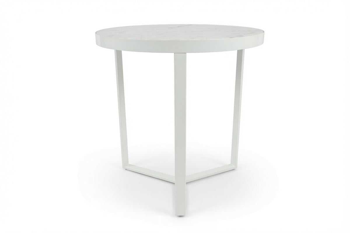 LUME SIDE TABLE WHITE WITH WHITE MARBLE
