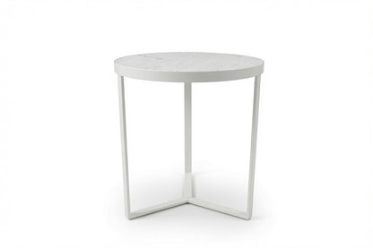 LUME SIDE TABLE WHITE WITH WHITE MARBLE
