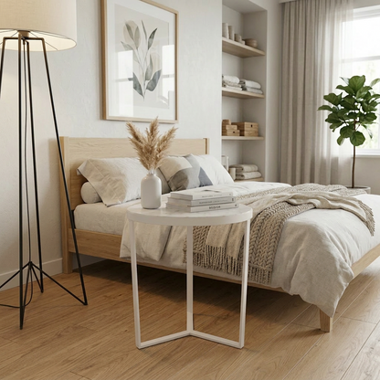 LUME SIDE TABLE WHITE WITH WHITE MARBLE