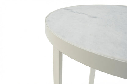 LUME SIDE TABLE WHITE WITH WHITE MARBLE