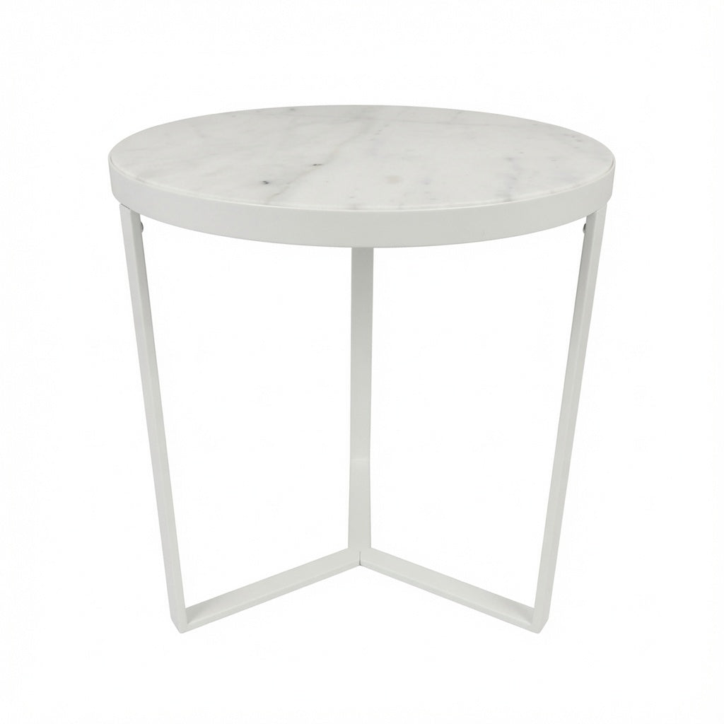 LUME SIDE TABLE WHITE WITH WHITE MARBLE