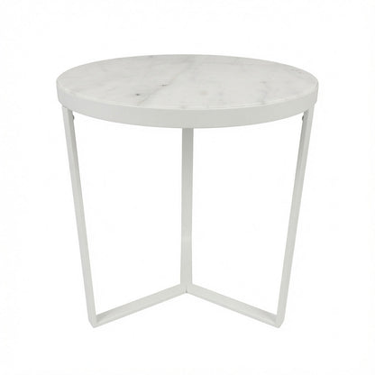 LUME SIDE TABLE WHITE WITH WHITE MARBLE