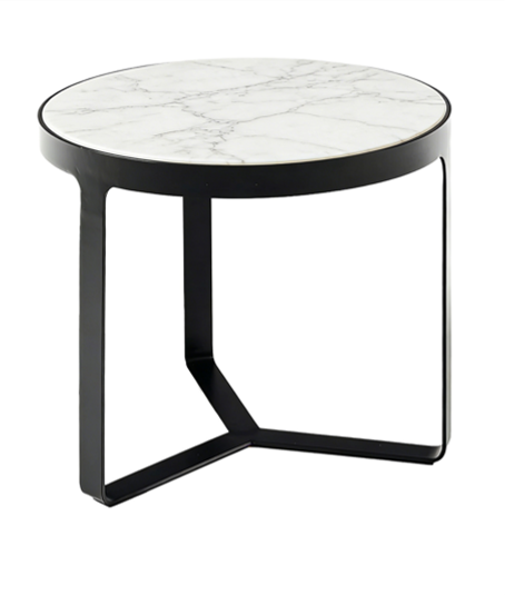 LUME SIDE TABLE BLACK WITH WHITE MARBLE
