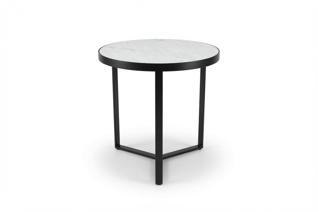LUME SIDE TABLE BLACK WITH WHITE MARBLE