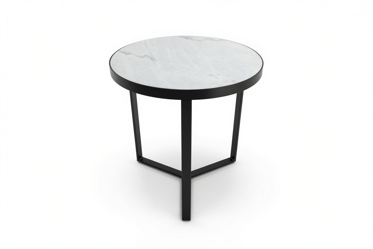 LUME SIDE TABLE BLACK WITH WHITE MARBLE
