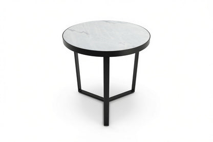 LUME SIDE TABLE BLACK WITH WHITE MARBLE