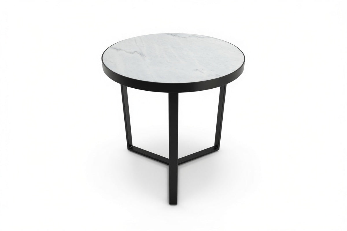 LUME SIDE TABLE BLACK WITH WHITE MARBLE