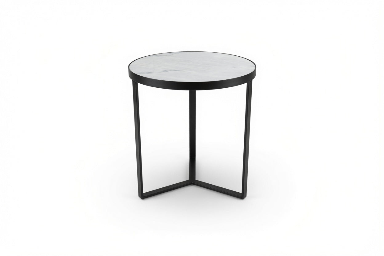 LUME SIDE TABLE BLACK WITH WHITE MARBLE